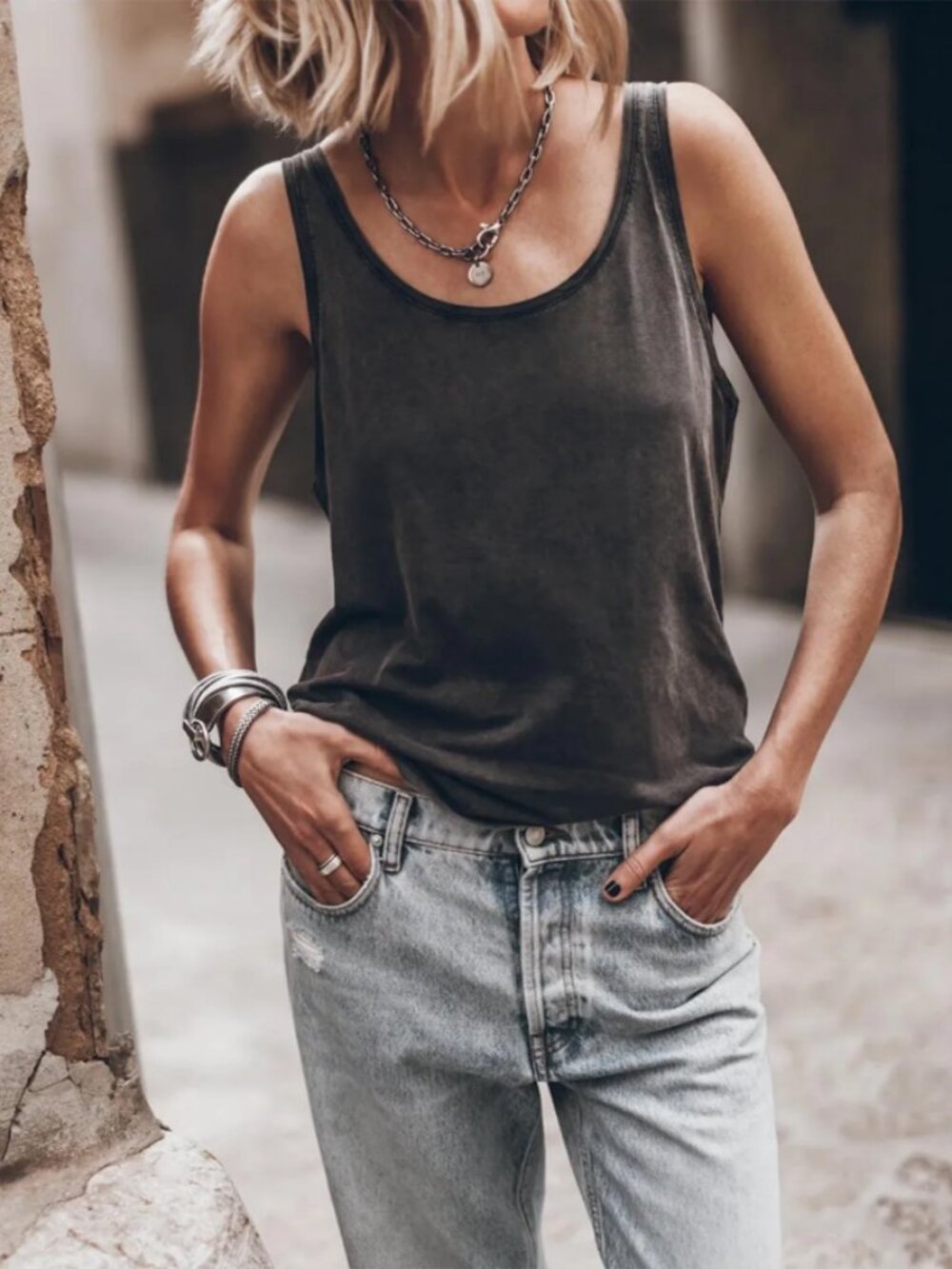 MIKUTA Anthracite Oversized Tank Top!! Sz M